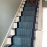 Herringbone Blue with navy border & guard dog!