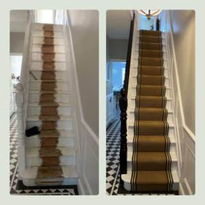 before-and-after-sisal-gold-striped-stair-runner